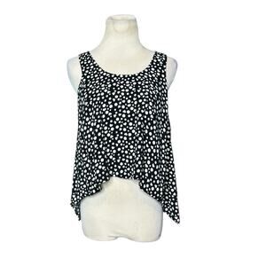 Mimi Chica black white polka dots and hearts sleeveless top size Medium